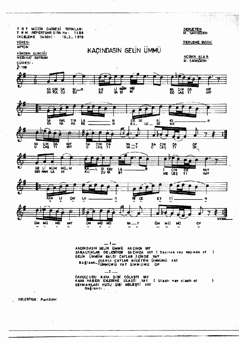 KAÇINDASIN GELİN ÜMMÜ KAÇINDA