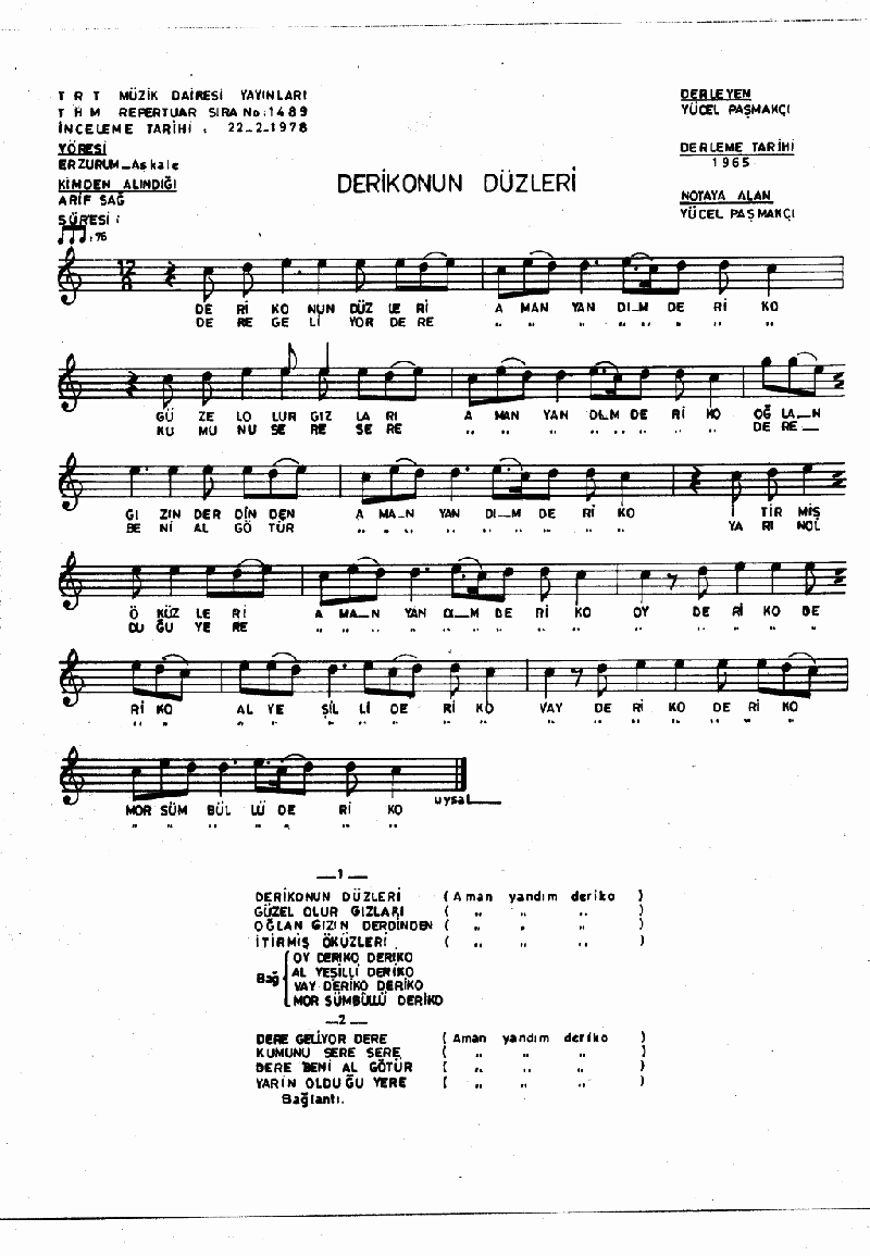 DERİKO'NUN DÜZLERİ