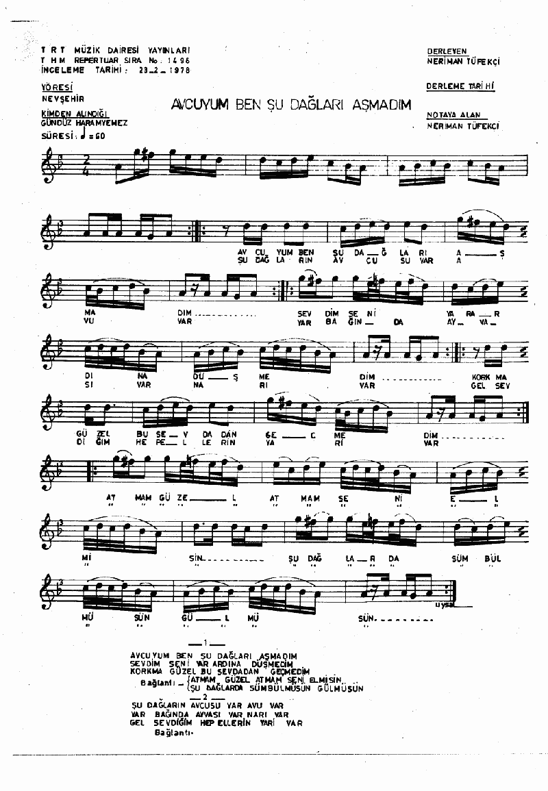 AVCIYIM BEN ŞU DAĞLARI AŞMADIM