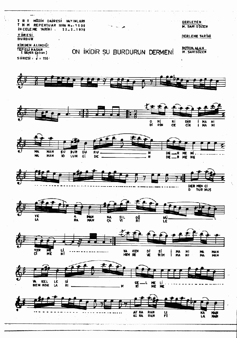 ON İKİDİR ŞU BURDUR'UN DERMENİ