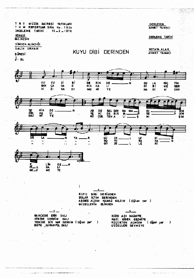 KUYU DİBİ DERİNDEN