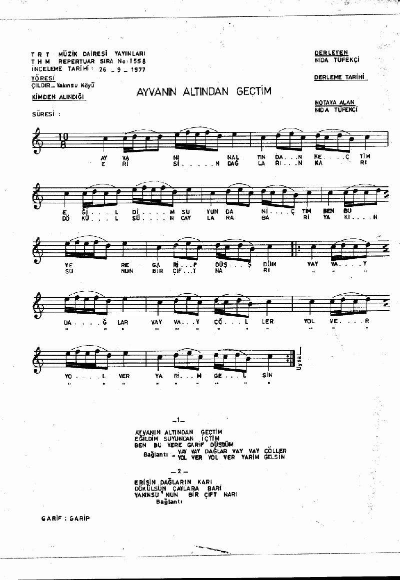 AYVANIN ALTINDAN GEÇTİM - I