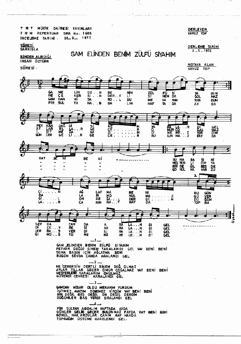 GAM ELİNDEN BENİM ZÜLFÜ SİYAHIM
