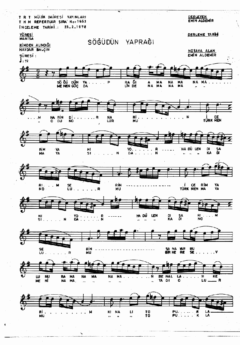 SÖĞÜDÜN YAPRAĞI NARİNDİN NARİN