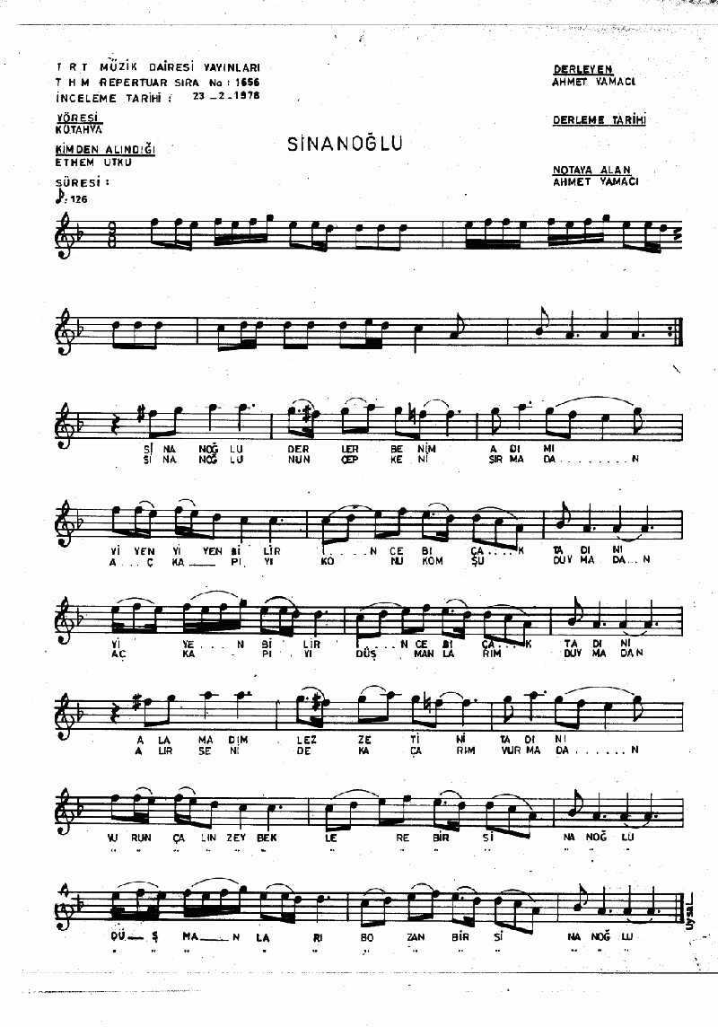 SİNANOĞLU DERLER BENİM ADIMA - I