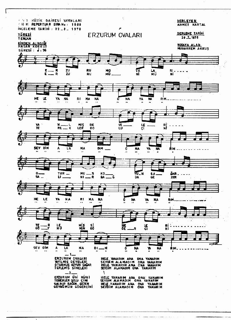 ERZURUM OVALARI (Hele Yanarım)