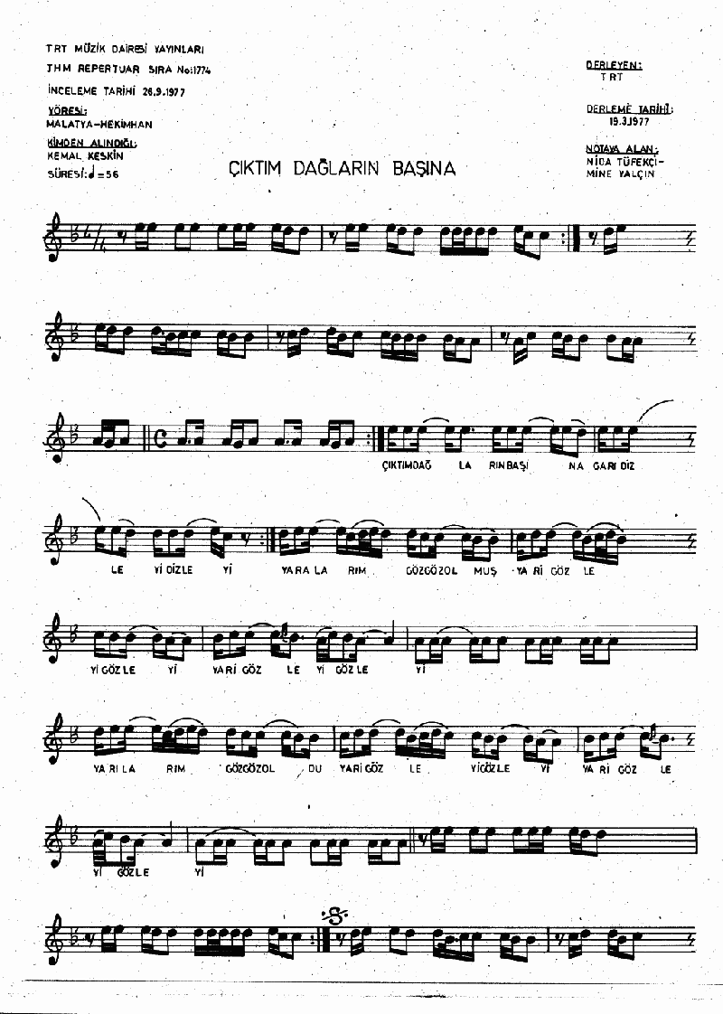 ÇIKDIM DAĞLARIN BAŞINA