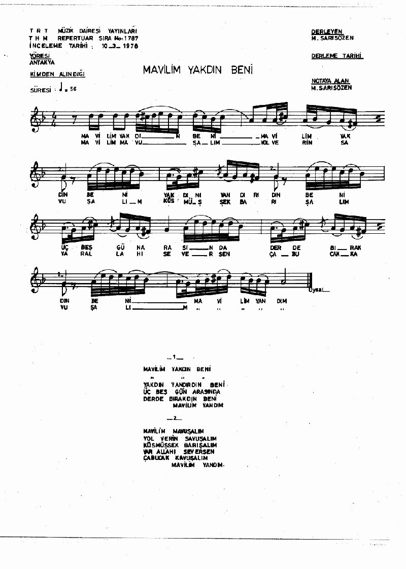 MAVİLİM YAKDIN BENİ