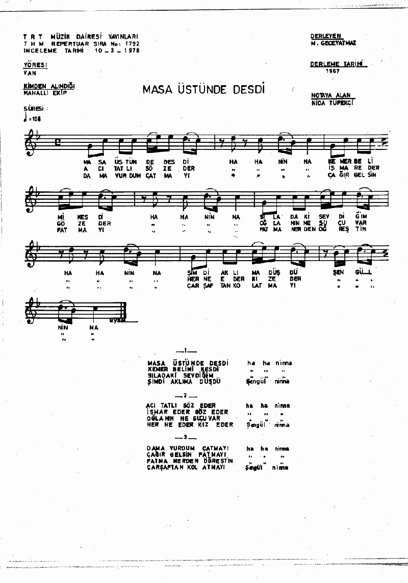 MASA ÜSTÜNDE TESDİ