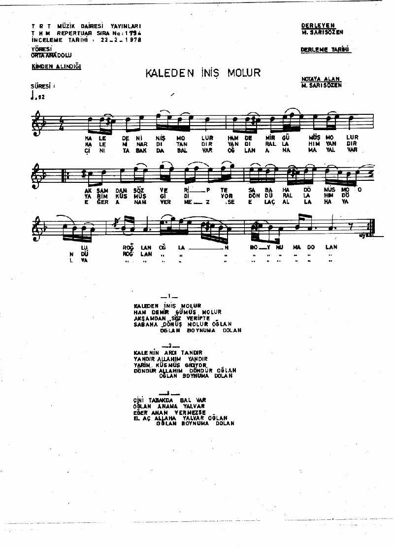 KALEDEN İNİŞ M'OLUR - III