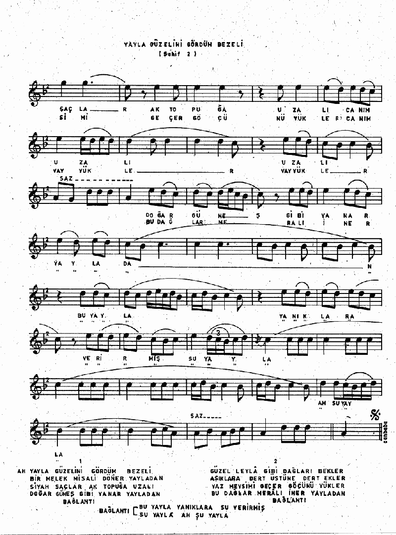 YAYLA GÜZELİNİ GÖRDÜM BEZELİ