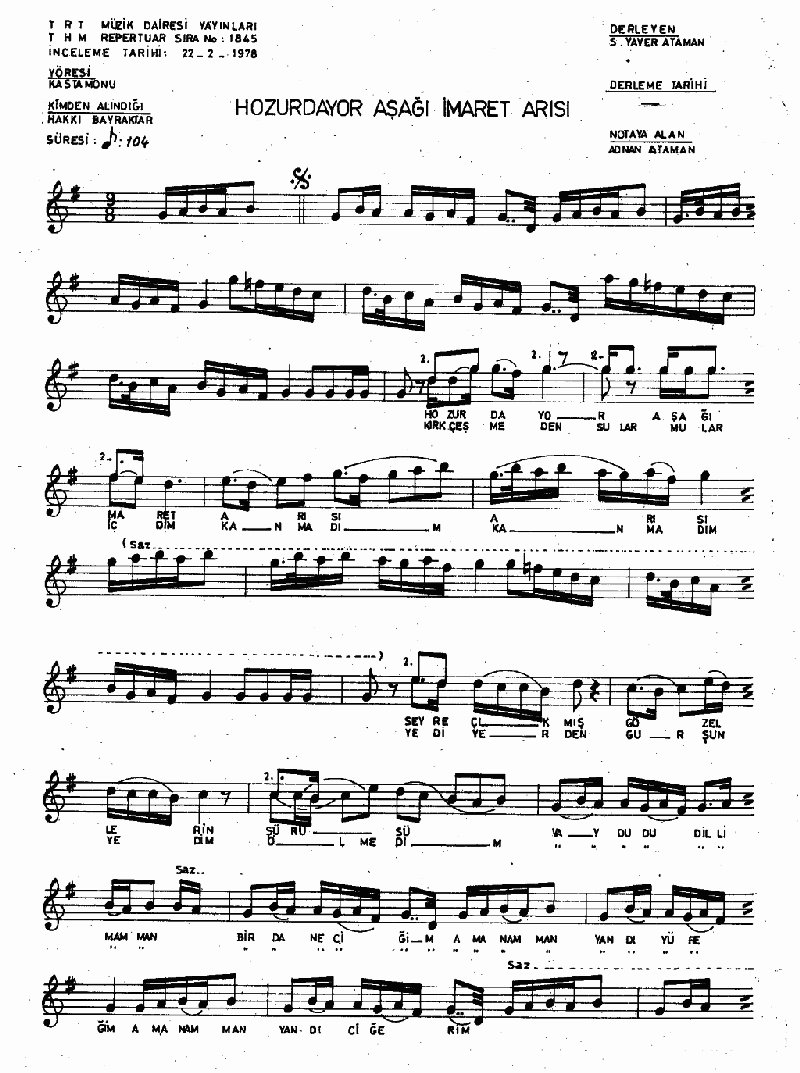 HOZURDAYOR AŞAĞI İMARET ARISI