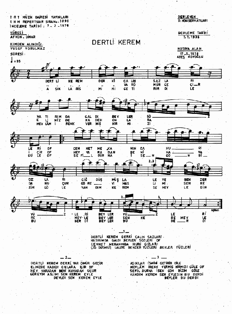 DERTLİ KEREM DER Kİ ÇALIN SAZLARI