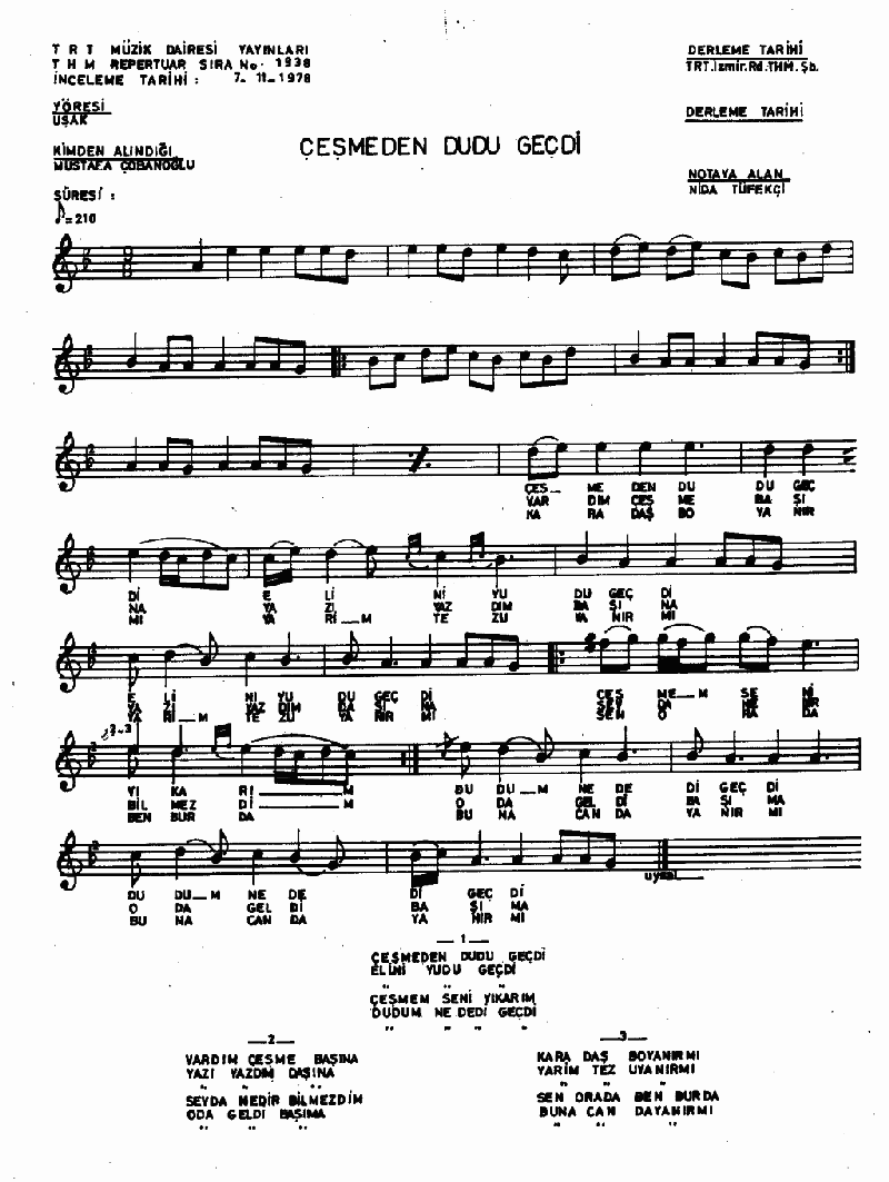 ÇEŞMEDEN DUDU GEÇTİ