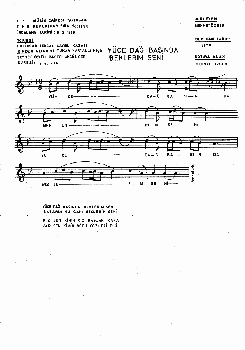 YÜCE DAĞ BAŞINDA BEKLERİM SENİ