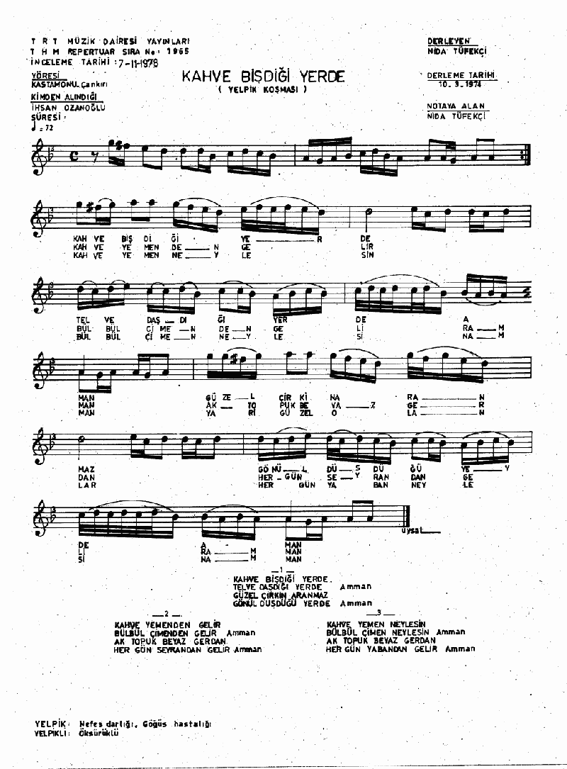 KAHVE BİŞTİĞİ YERDE (Yelpik Koşması)