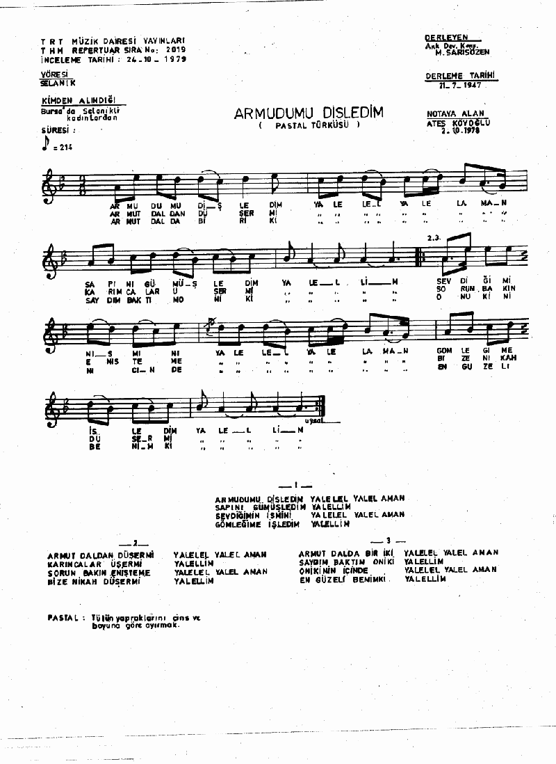 ARMUDUMU DİŞLEDİM