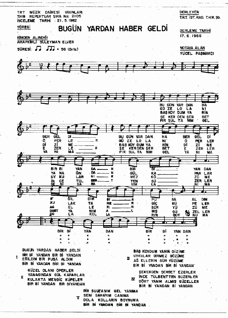 BUGÜN YARDAN  HABER GELDİ