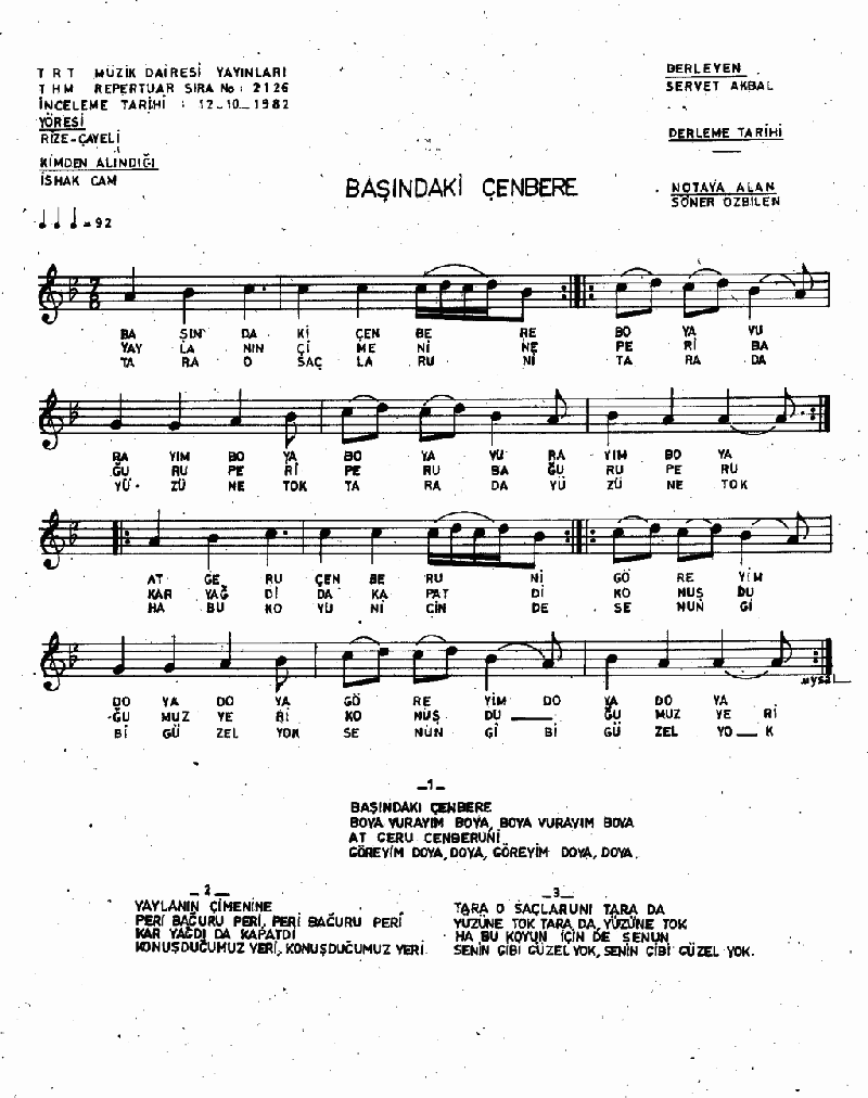 BAŞINDAKİ ÇENBERE BOYA VURAYİM BOYA