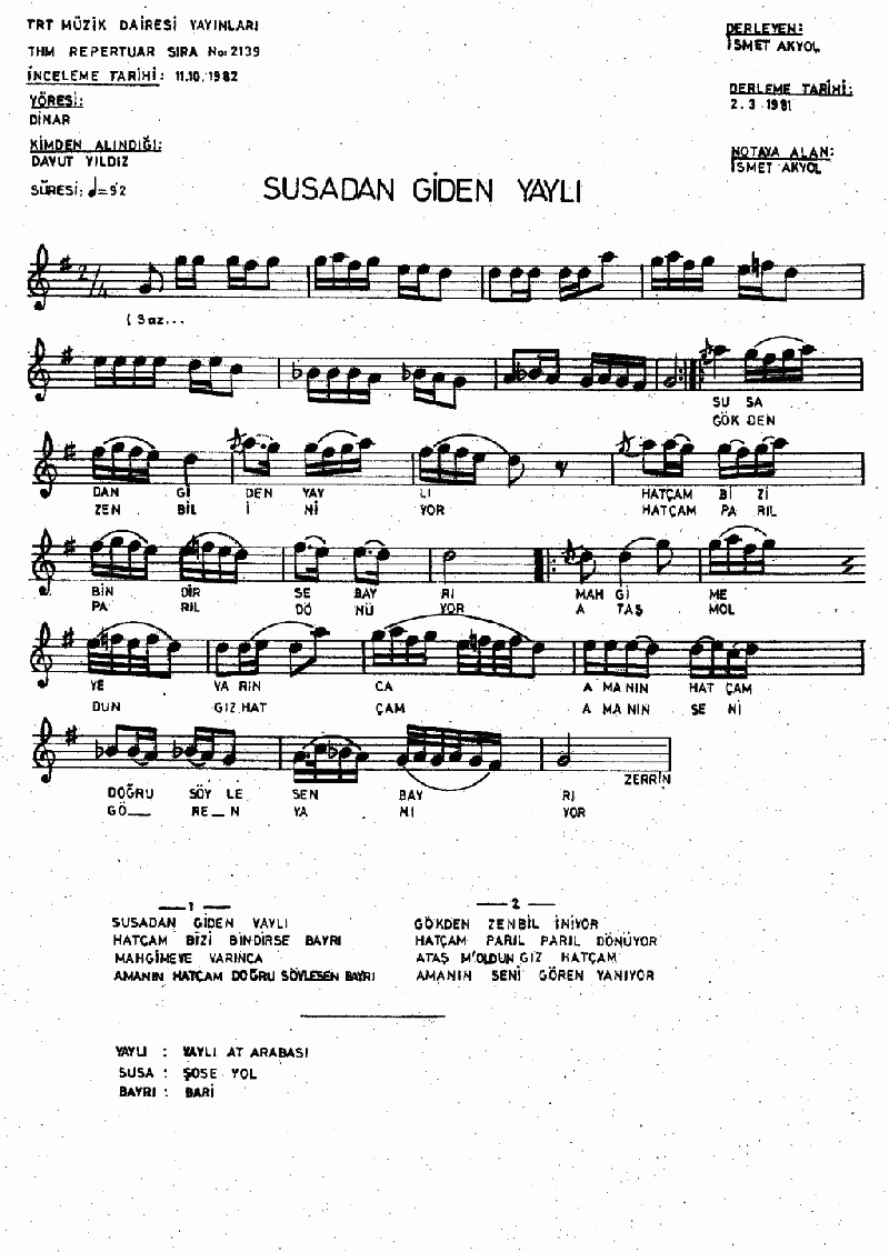 SUSADAN GİDEN YAYLI