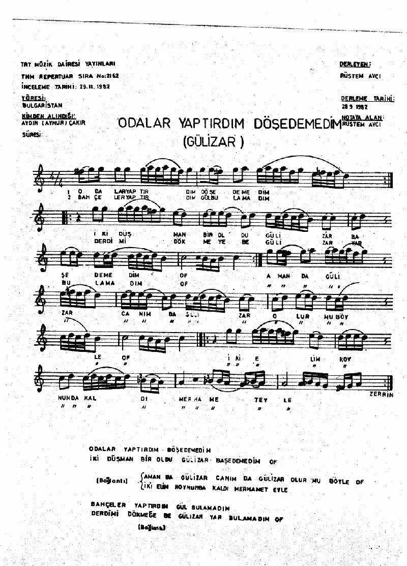 ODALAR YAPTIRDIM DÖŞEDEMEDİM (Gülizar)