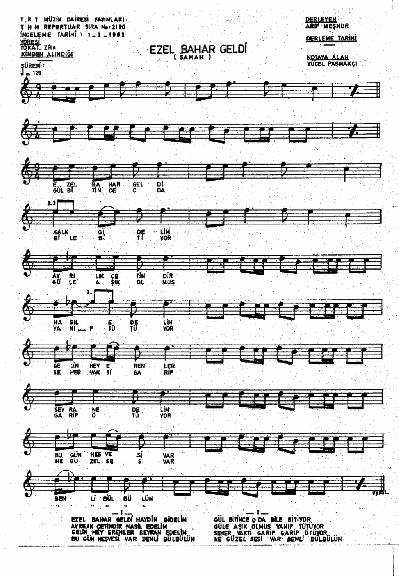 EZEL BAHAR GELDİ HAYDİN GİDELİM