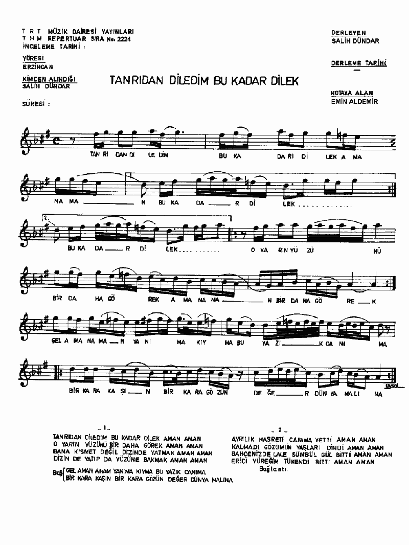 TANRIDAN DİLEDİM BU KADAR DİLEK