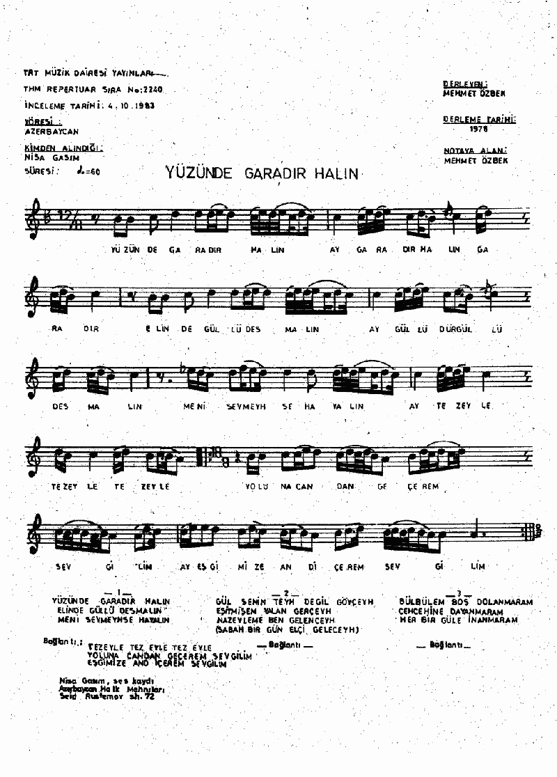 ÜZÜNDE GARADIR HALIN