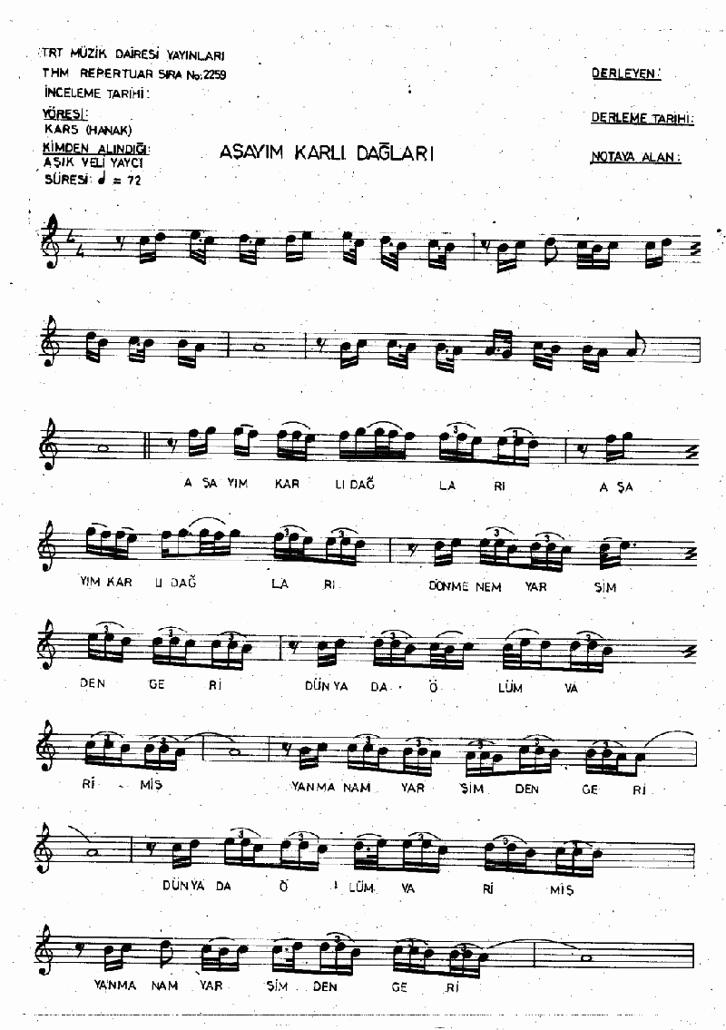 AŞAYIM KARLI DAĞLAR AŞAYIM