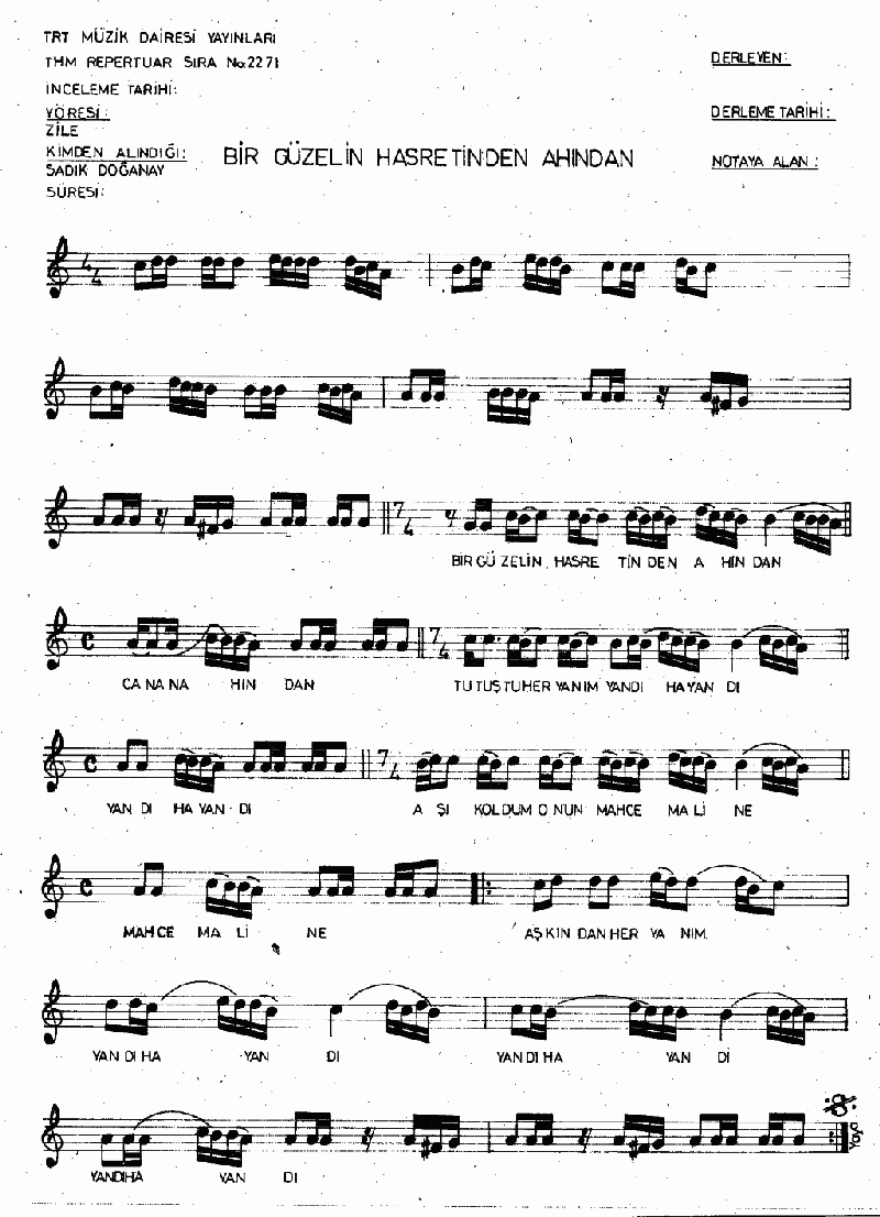 BİR GÜZELİN HASRETİNDEN AHINDAN