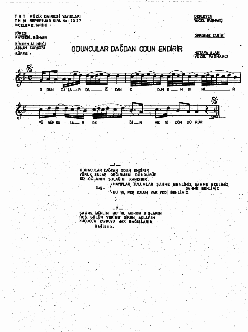 ODUNCULAR DAĞDAN ODUN ENDİRİR