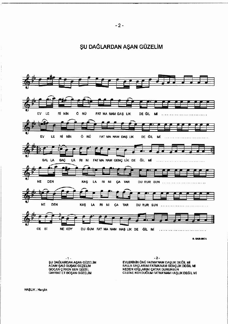 ŞU DAĞLARDAN AŞAN GÜZELİM