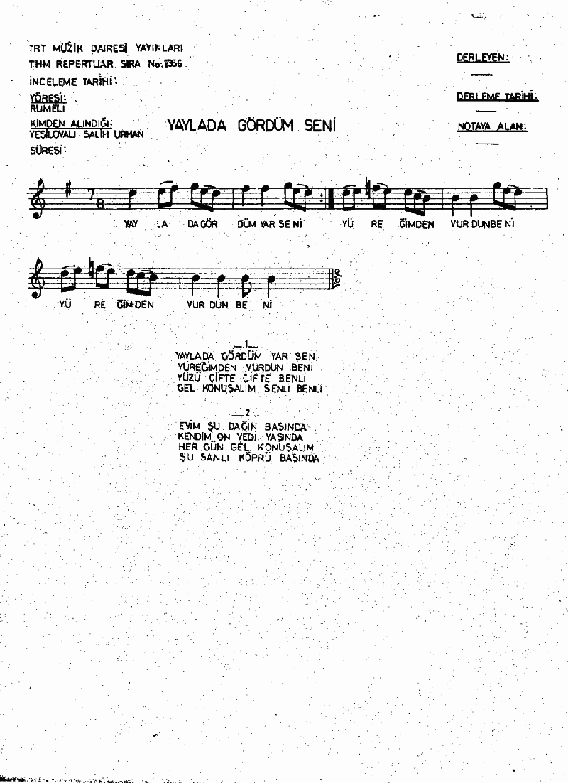 YAYLADA GÖRDÜM SENİ