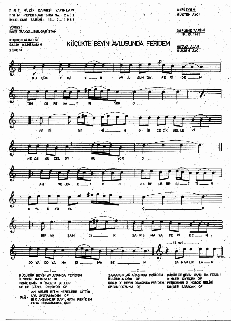 KÜÇÜKTE BEYİN AVLUSUNDA FERİDE'M