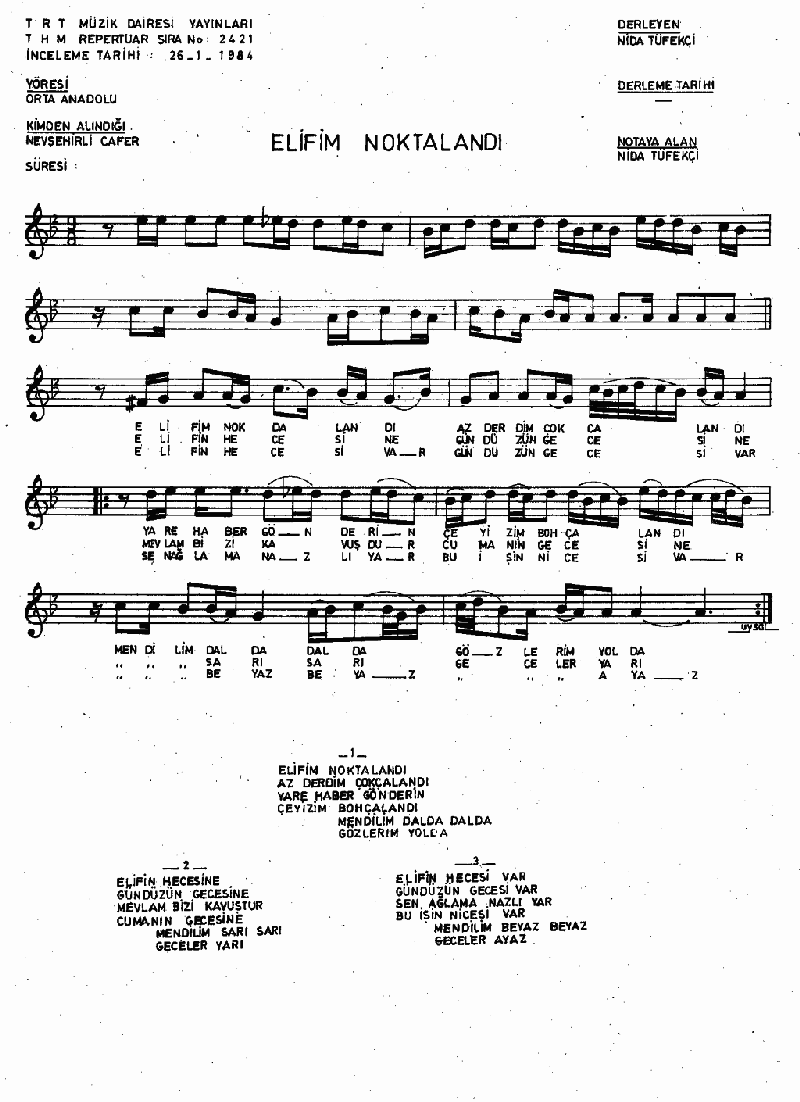 ELİFİM NOKTALANDI