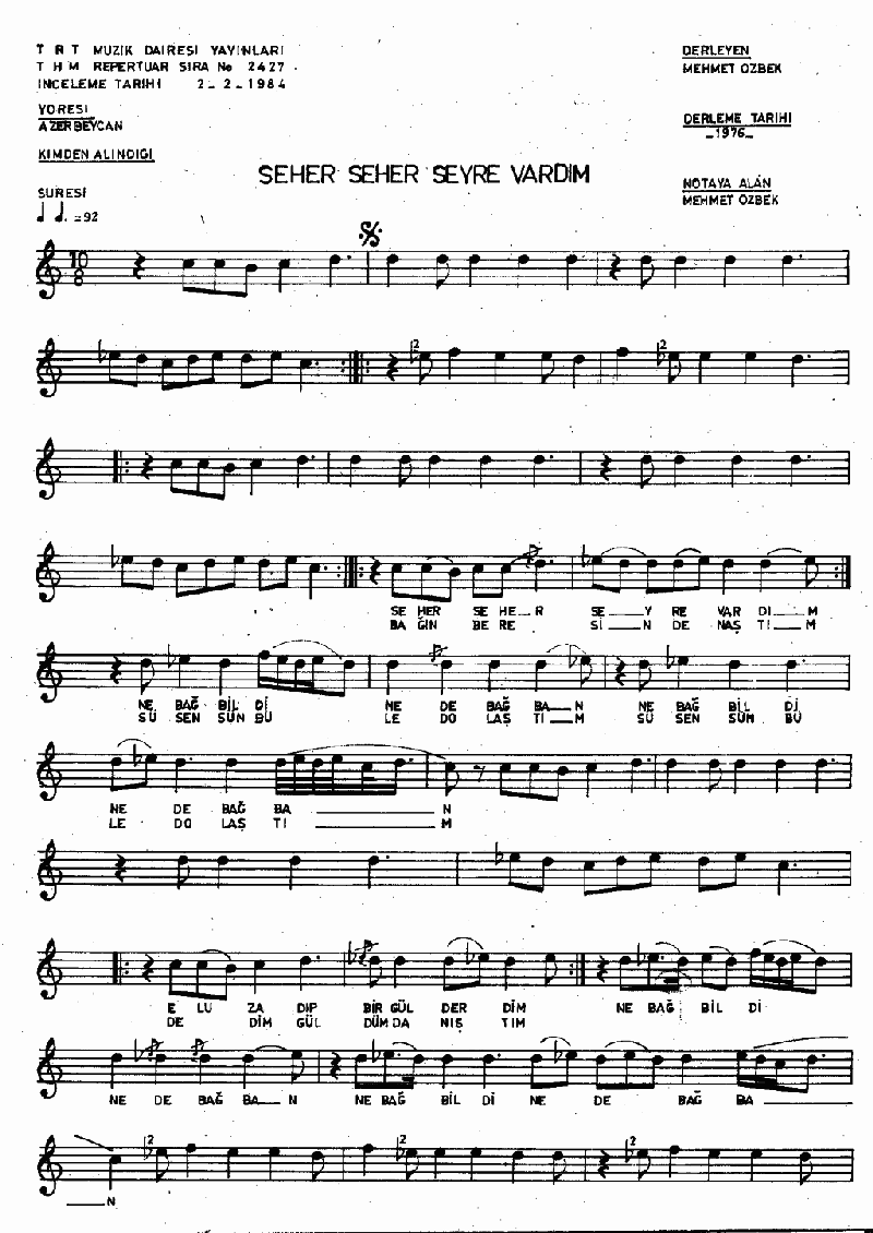 SEHER SEHER SEYRE VARDIM