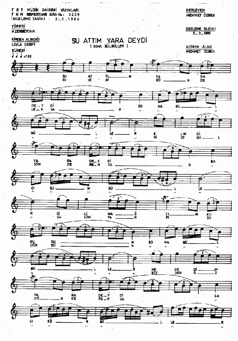 SONA BÜLBÜLLER (Su Attım Yara Değdi)