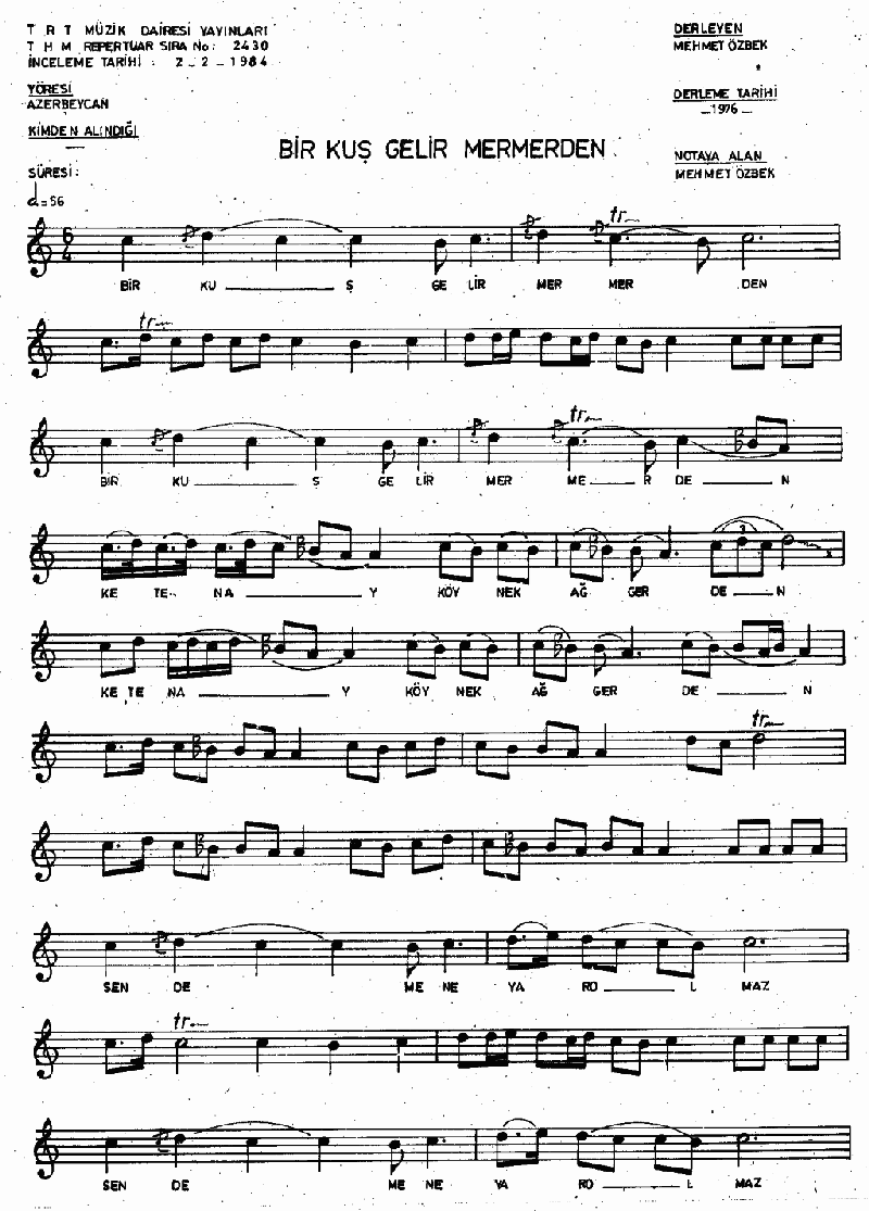 BİR KUŞ GELİR MERMERDEN