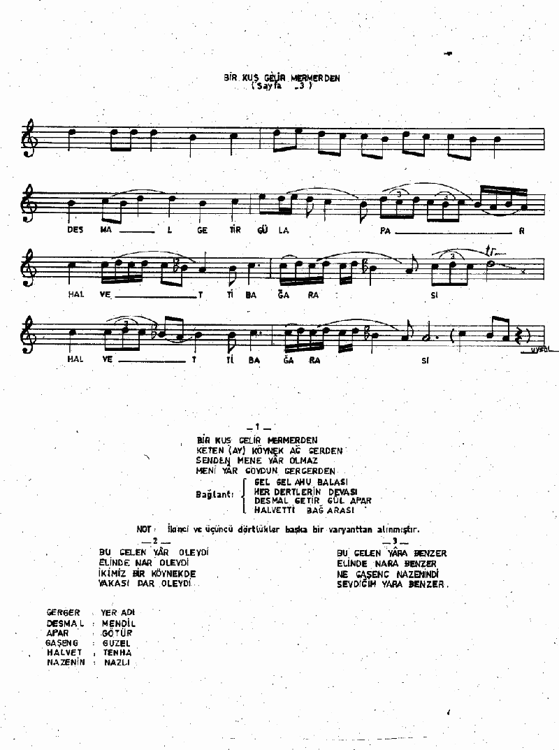 BİR KUŞ GELİR MERMERDEN