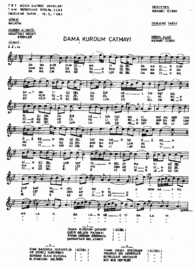 DAMA KURDUM ÇATMAYI