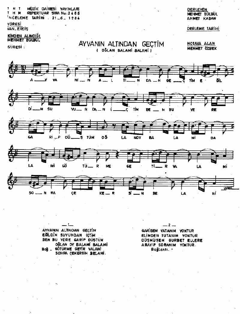 AYVANIN ALTINDAN GEÇTİM - II