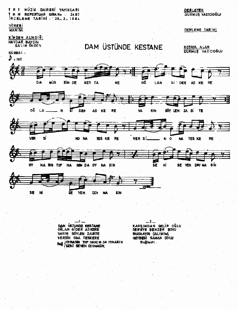 DAM ÜSTÜNDE KESTANE