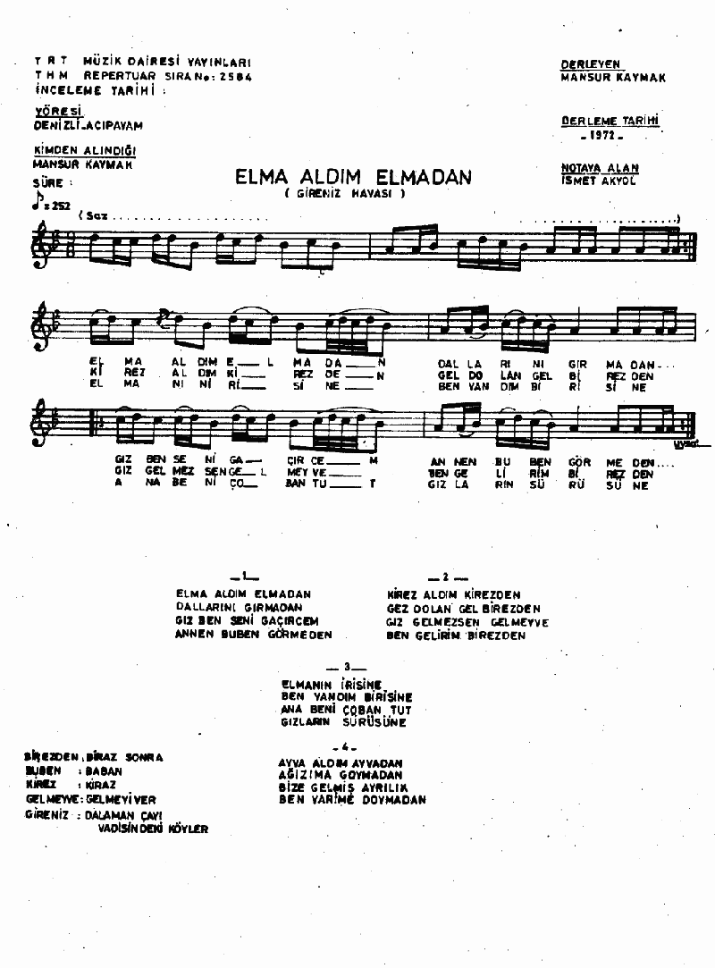 ELMA ALDIM ELMADAN