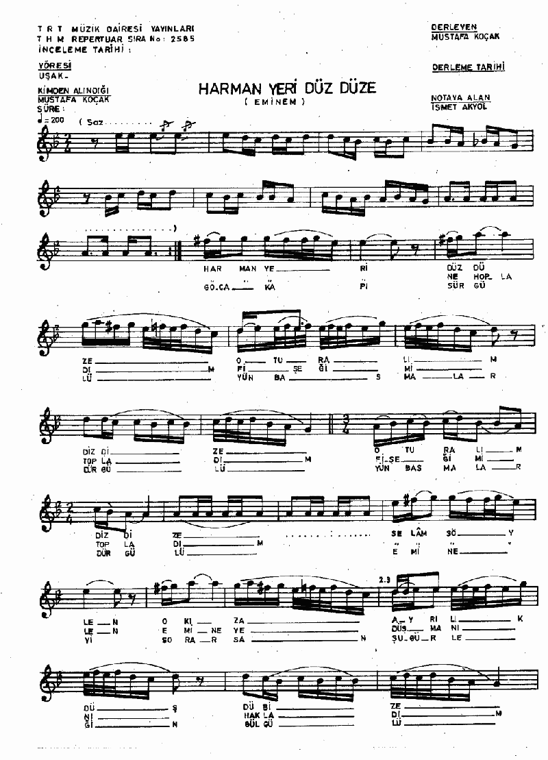 HARMAN YERİ DÜZ DÜZE