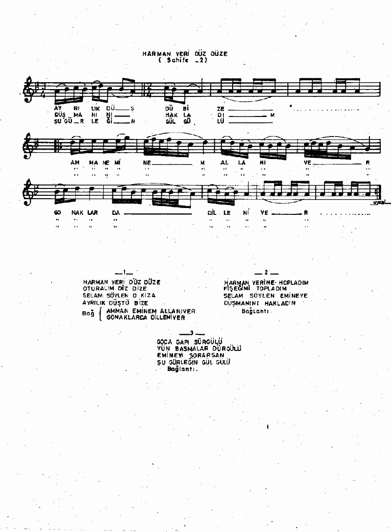 HARMAN YERİ DÜZ DÜZE