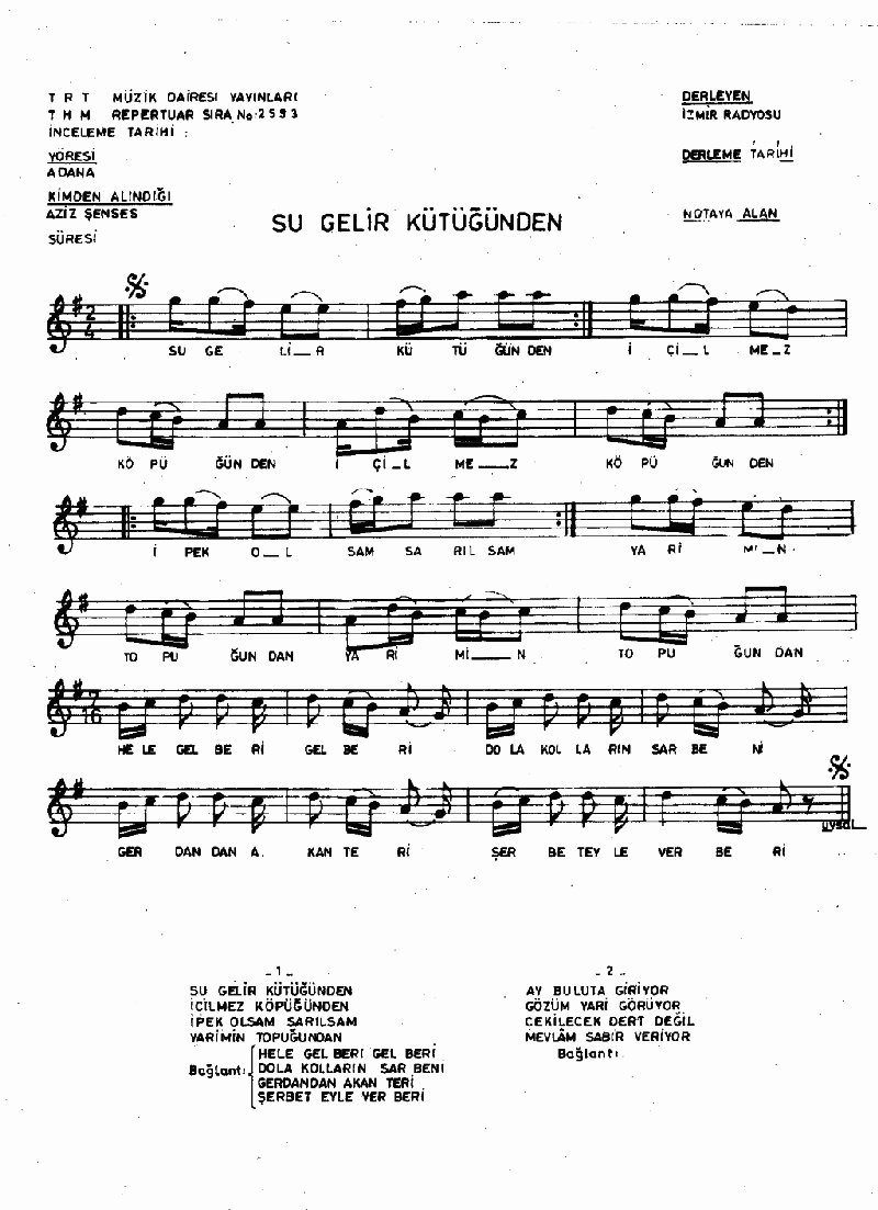 SU GELİR KÜTÜĞÜNEN