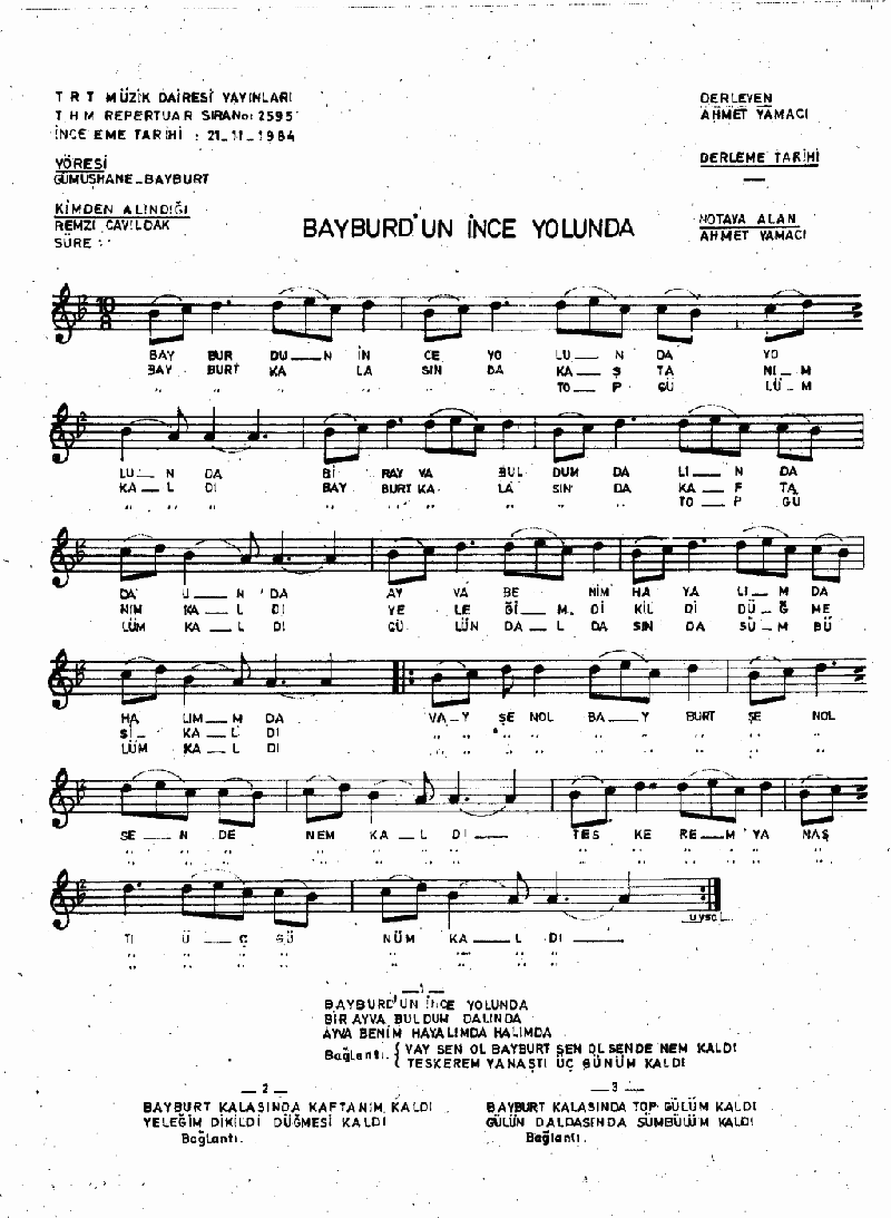 BAYBURDUN İNCE YOLUNDA - II