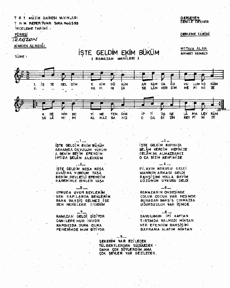 İŞTE GELDİM EKİM BÜKÜM