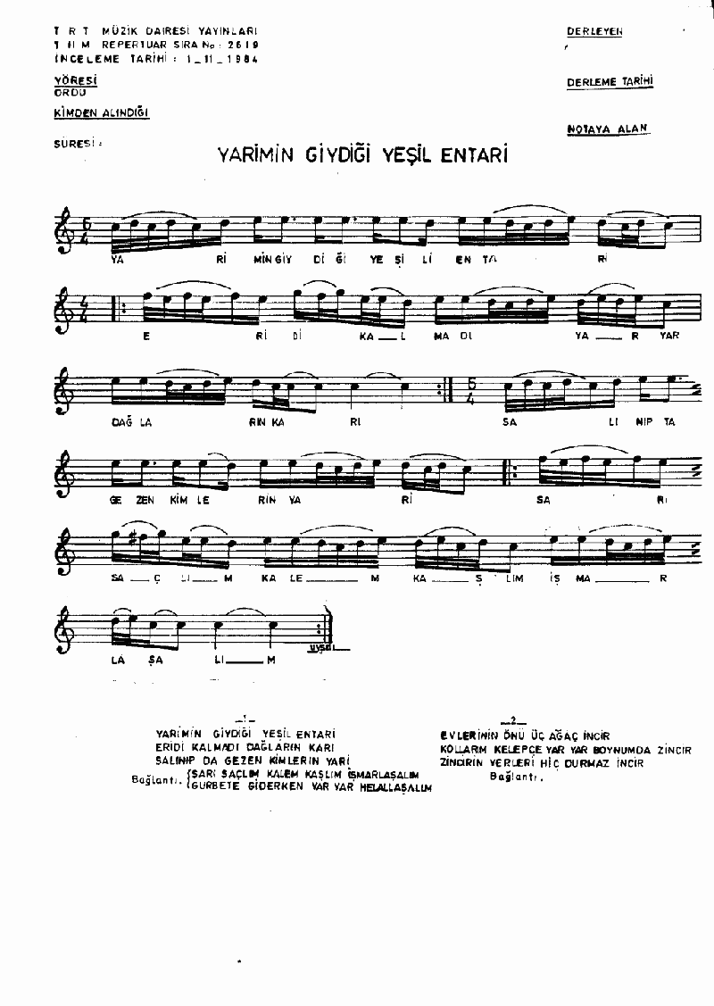 YARİMİN GEYDİĞİ YEŞİL ENTARİ
