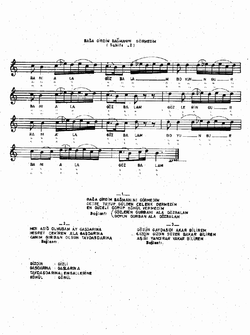 BAĞA GİRDİM BAĞBANINI GÖRMEDİM